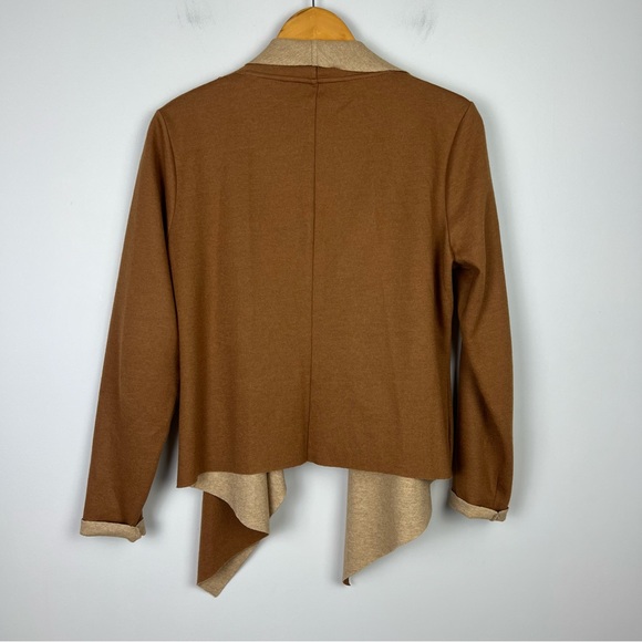 SABA Women’s Wool Rich Blend Cardigan Jacket Tan Cream Felt Long Sleeve Size L - Picture 10 of 14